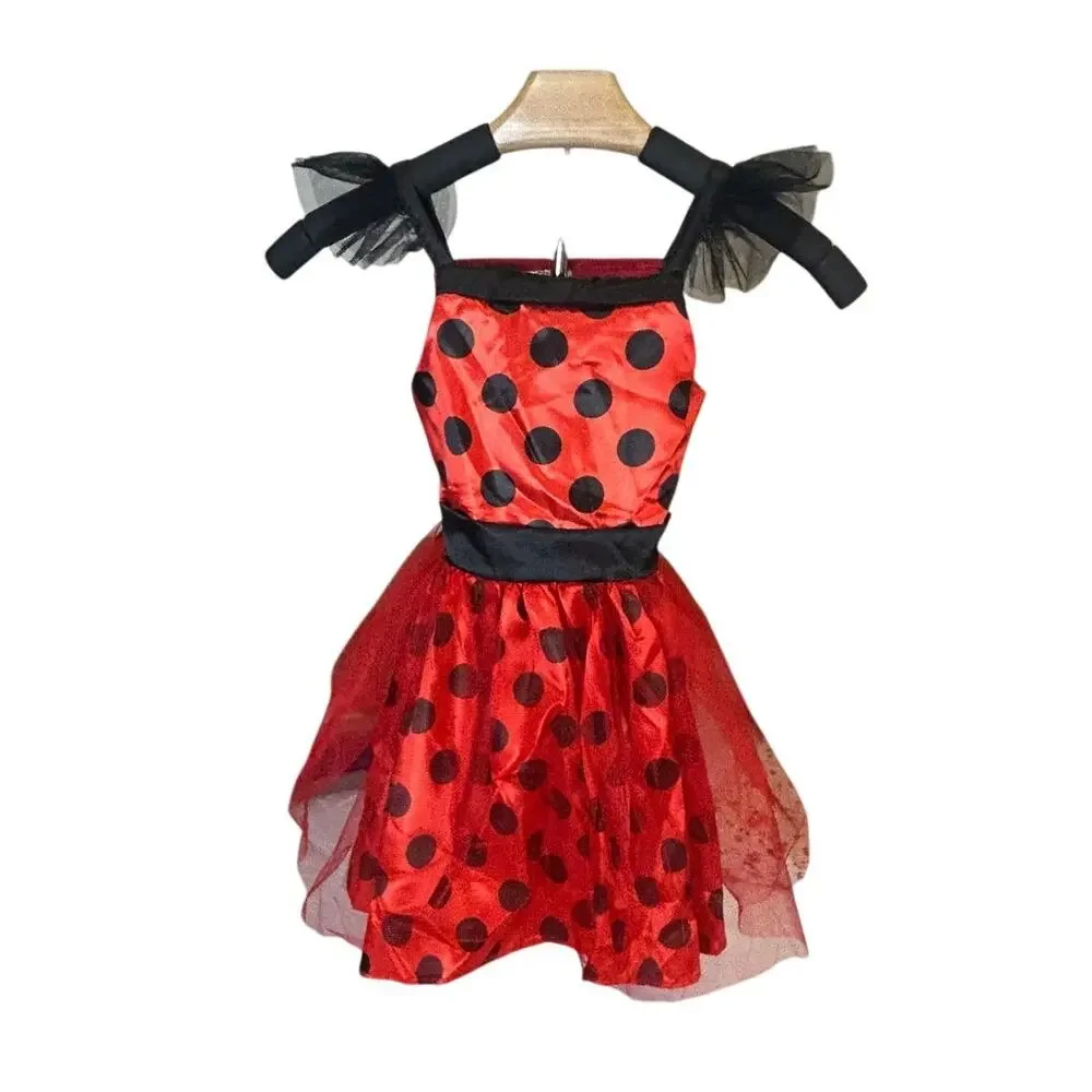 Spooktacular Creations Ladybug tutu dress sz 3T eye mask purse clip on earrings